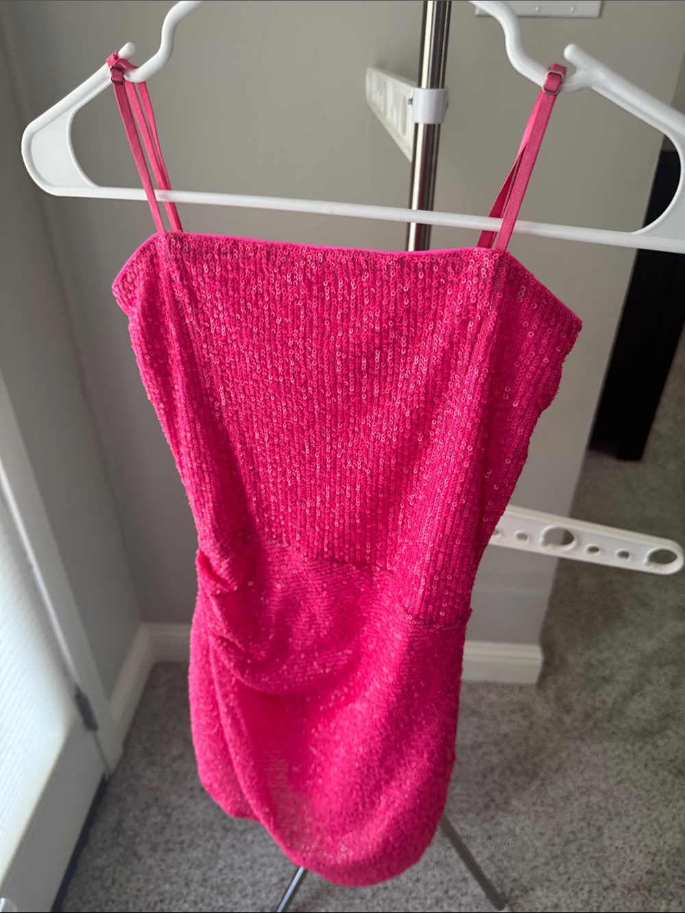 Katie J NYC Hot Pink Sequin Strap Dress